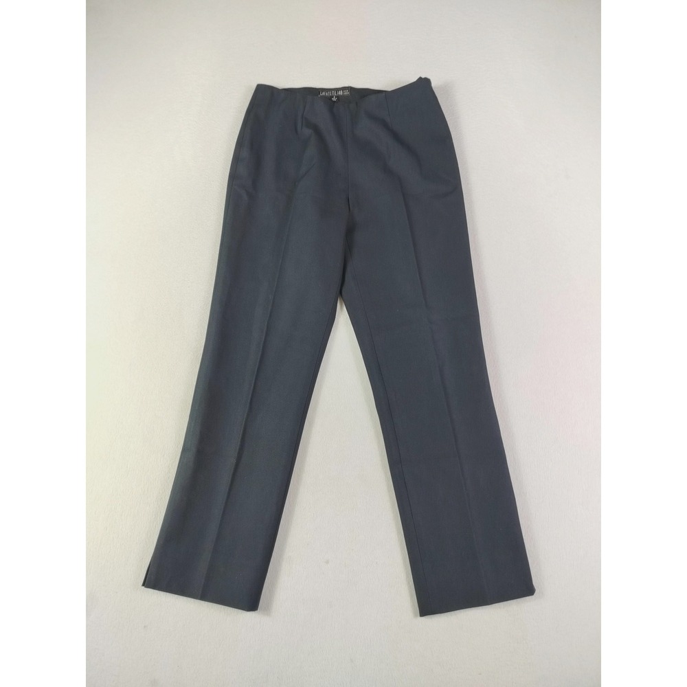 Lafayette 148 New York Pants Womens 2 Black Stretch Twill Straight Leg Dress